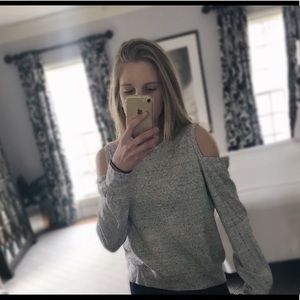 abercrombie & fitch cold shoulder gray sweater